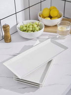White Serving Platters, Porcelain Serving Trays for Parties, Large Rectangular Plates - 14.5 Inch, Set of 4 in, alternate