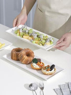 White Serving Platters, Porcelain Serving Trays for Parties, Large Rectangular Plates - 14.5 Inch, Set of 4 in, alternate