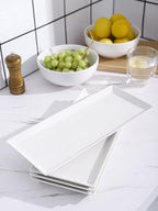 White Serving Platters, Porcelain Serving Trays for Parties, Large Rectangular Plates - 14.5 Inch in White, alternate view 2