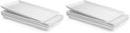 White Serving Platters, Porcelain Serving Trays for Parties, Large Rectangular Plates - 15.5 Inch, Set of 4
