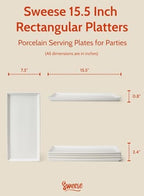 White Serving Platters, Porcelain Serving Trays for Parties, Large Rectangular Plates - 15.5 Inch, Set of 4, alternate view 2