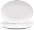 White Serving Platters Set of 2, 14 Inch Oval Porcelain Serving Platters, Serving Plates for Party