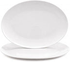 White Serving Platters Set of 2, 14 Inch Oval Porcelain Serving Platters, Serving Plates for Party