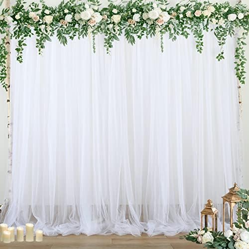 White Sheer Backdrop Curtains Tulle Backdrop Curtain for Parties Wedding White Backdrop Curtain for Birthday