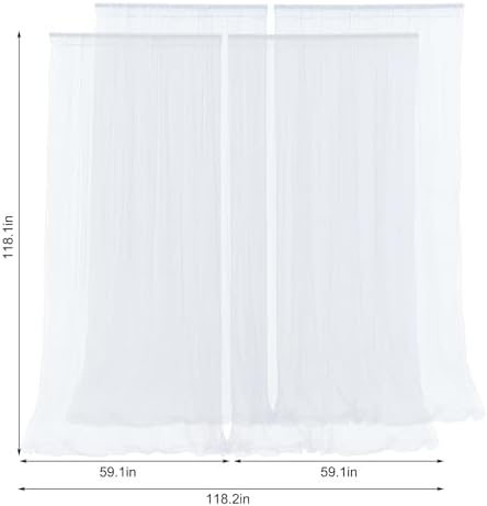 White Sheer Backdrop Curtains Tulle Backdrop Curtain for Parties Wedding White Backdrop Curtain for Birthday, alternate view
