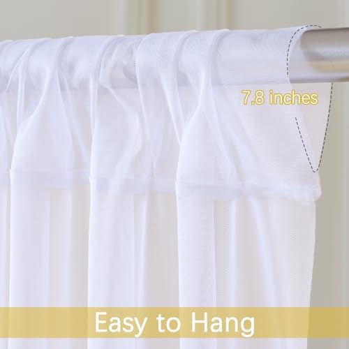 White Sheer Tulle Backdrop Curtains for Party Wedding Wrinkle Free Curtain Backdrops Drapes for Baby Shower, alternate view 5