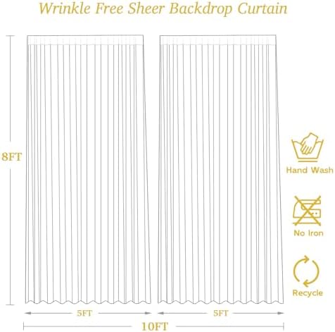 White Sheer Tulle Backdrop Curtains for Party Wedding Wrinkle Free Curtain Backdrops Drapes for Baby Shower, alternate view 6