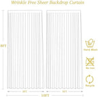 White Sheer Tulle Backdrop Curtains for Party Wedding Wrinkle Free Curtain Backdrops Drapes for Baby Shower, alternate view 6