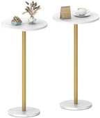 White Small Round Side Table Set of 2 Drink Tables