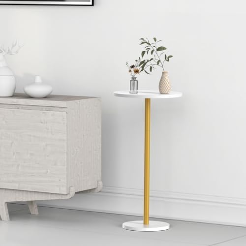 White Small Round Side Table Set of 2 Drink Tables, alternate view 2