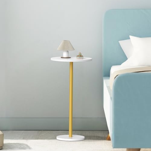 White Small Round Side Table Set of 2 Drink Tables, alternate view 5
