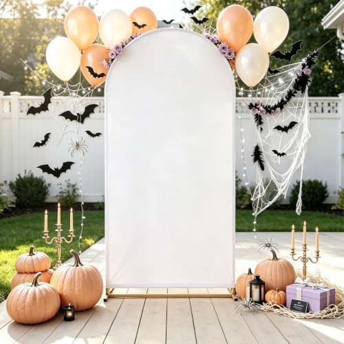 White Spandex Arch Cover 6FT Halloween Stretchy Arch Backdrop Cover in 2.6ftx6ft in White, alternate view 4