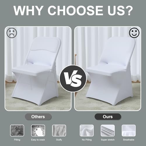 White Spandex Chair Covers 12 Pcs for Wedding Party, alternate view 4