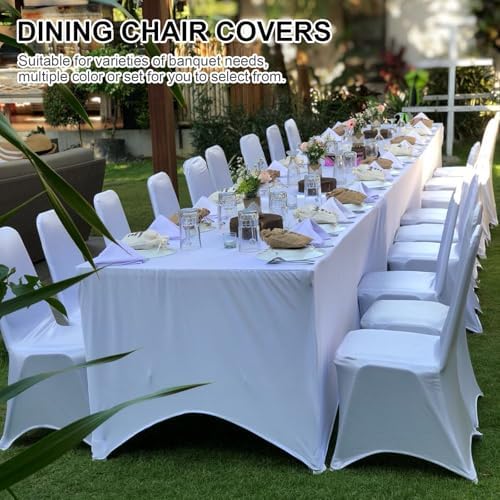 White Spandex Chair Covers 12 Pcs for Wedding Party, alternate view 6