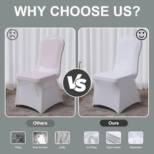 White Spandex Chair Covers 30 Pcs for Wedding Party, alternate view 4