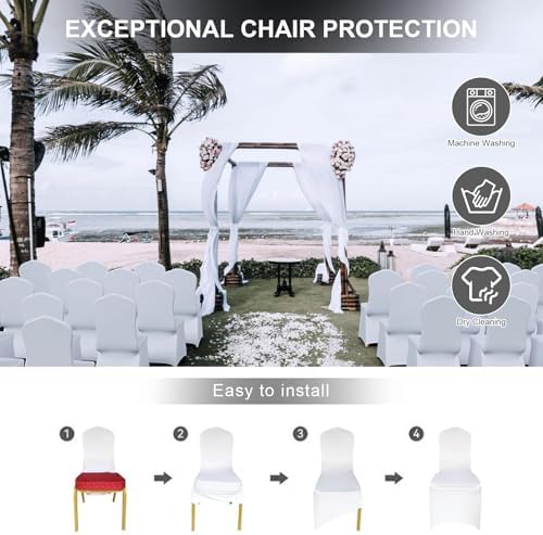 White Spandex Chair Covers 30 Pcs for Wedding Party, alternate view 5