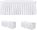 White Spandex Table Covers 6ft Rectangle Table Skirts for Party 2 Pack in 30x72 Inch| 2 Pack in White
