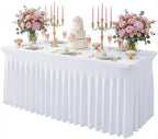 White Spandex Tablecloth for 6FT Rectangle Tables, Table Skirt