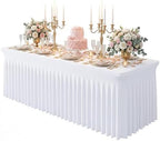 White Spandex Tablecloth for 8FT Rectangle Tables, Table Skirt