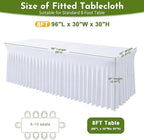 White Spandex Tablecloth for 8FT Rectangle Tables, Table Skirt, alternate view 2