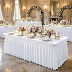 White Spandex Tablecloth for 8FT Rectangle Tables, Table Skirt, alternate view 6