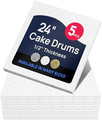 White Square Cake Board - Gorgeous Design, Sturdy & Durable 1/2" Thick Drums, 24" x 24" Inch, Pack of 5