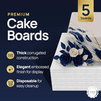 White Square Cake Board - Gorgeous Design, Sturdy & Durable 1/2" Thick Drums, 24" x 24" Inch, Pack of 5, alternate view 2