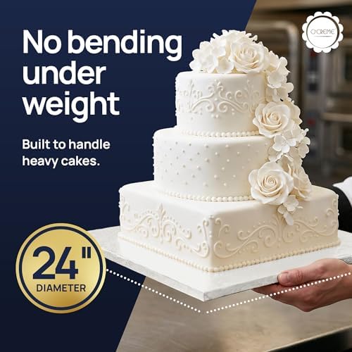 White Square Cake Board - Gorgeous Design, Sturdy & Durable 1/2" Thick Drums, 24" x 24" Inch, Pack of 5, alternate view 3