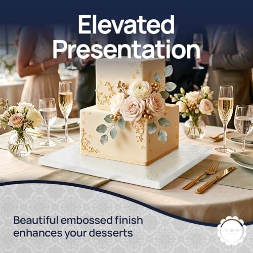 White Square Cake Board - Gorgeous Design, Sturdy & Durable 1/2" Thick Drums, 24" x 24" Inch, Pack of 5, alternate view 4