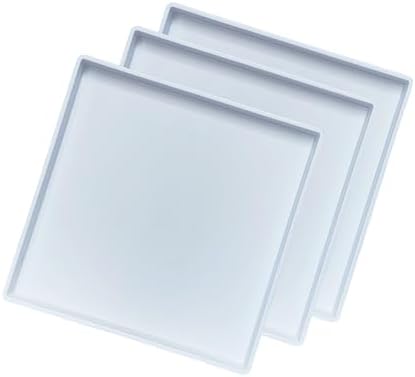 White Square Tray 11 Inch - 3 Pack Hard Plastic Serving Tray in 10.2"L x 5.5"W x 1.1"H in White