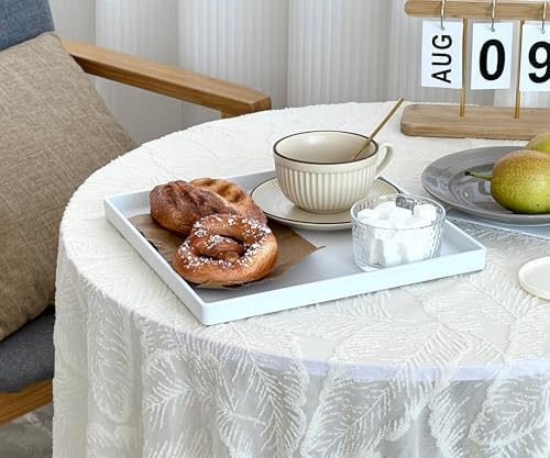 White Square Tray 11 Inch - 3 Pack Hard Plastic Serving Tray in 10.2"L x 5.5"W x 1.1"H in White, alternate view 5