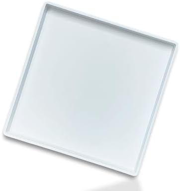 White Square Tray, 11 Inch Hard Plastic Serving Tray in 10.2"L x 5.5"W x 1.1"H in White