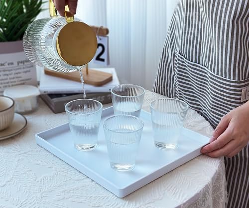 White Square Tray, 11 Inch Hard Plastic Serving Tray in 10.2"L x 5.5"W x 1.1"H in White, alternate view 2