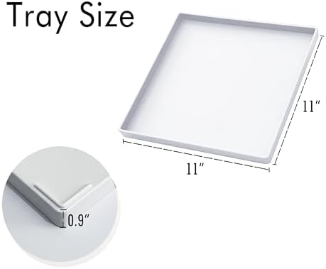 White Square Tray, 11 Inch Hard Plastic Serving Tray in 10.2"L x 5.5"W x 1.1"H in White, alternate view 3