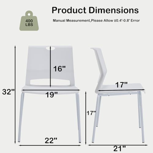 White Stacking Conference Guest Chairs Set of 12, stackable Breakroom, alternate view 3