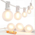 White String Lights Outdoor, 50FT White Outdoor Lights with 52 G40 LED Frosted Shatterproof Bulbs(2 Spare) for
