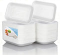 White Styrofoam Meat Trays (50pcs/Pack - 7.87" x 5.11" x 0.9") with White Absorbent Pad, Disposable Small Foam