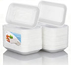 White Styrofoam Meat Trays (50pcs/Pack - 7.87" x 5.11" x 0.9") with White Absorbent Pad, Disposable Small Foam