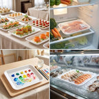 White Styrofoam Meat Trays (50pcs/Pack - 7.87" x 5.11" x 0.9") with White Absorbent Pad, Disposable Small Foam, alternate