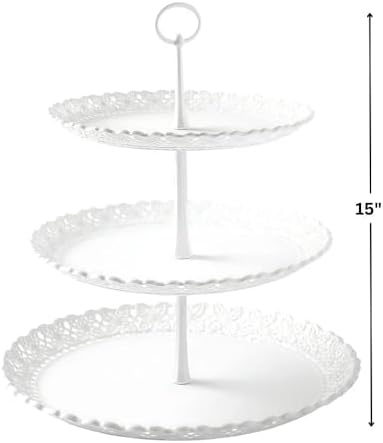 White Tiered Treat Stand in White, alternate view 2
