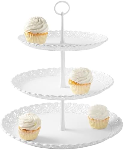 White Tiered Treat Stand in White, alternate view 3