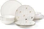 White Trianna 12-Piece Dinnerware Set, 16.20 LB in White