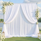 White Tulle Backdrop Curtain for Wedding Parties,10ft x 10ft Wrinkle Free Curtain Backdrop,2 Layer Drapes for, alternate view