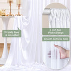 White Tulle Backdrop Curtain for Wedding Parties,10ft x 10ft Wrinkle Free Curtain Backdrop,2 Layer Drapes for, alternate view