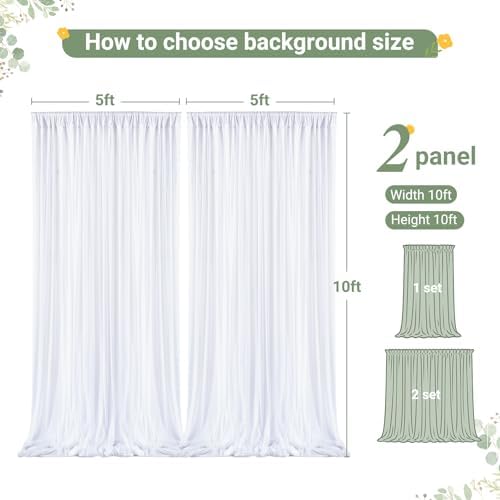 White Tulle Backdrop Curtain for Wedding Parties,10ft x 10ft Wrinkle Free Curtain Backdrop,2 Layer Drapes for, alternate view