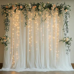 White Tulle Backdrop Curtain with Lights for Decor, 10x8FT in 10x8FT