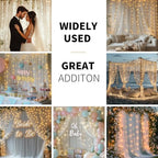 White Tulle Backdrop Curtain with Lights for Decor, 10x8FT in 10x8FT, alternate view 2