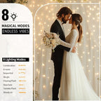 White Tulle Backdrop Curtain with Lights for Decor, 10x8FT in 10x8FT, alternate view 4
