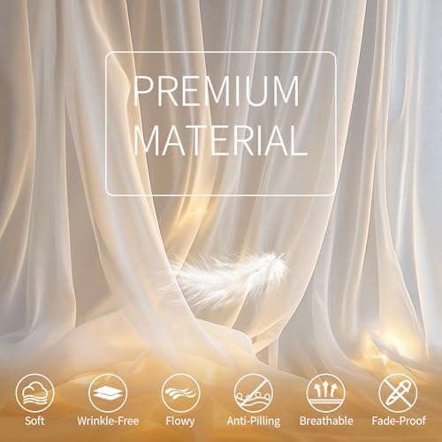 White Tulle Backdrop Curtain with Lights for Decor, 10x8FT in 10x8FT, alternate view 5