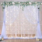 White Tulle Backdrop Curtain with Lights String for Parties Wedding Bridal Shower Sheer White Curtain Backdrop, alternate